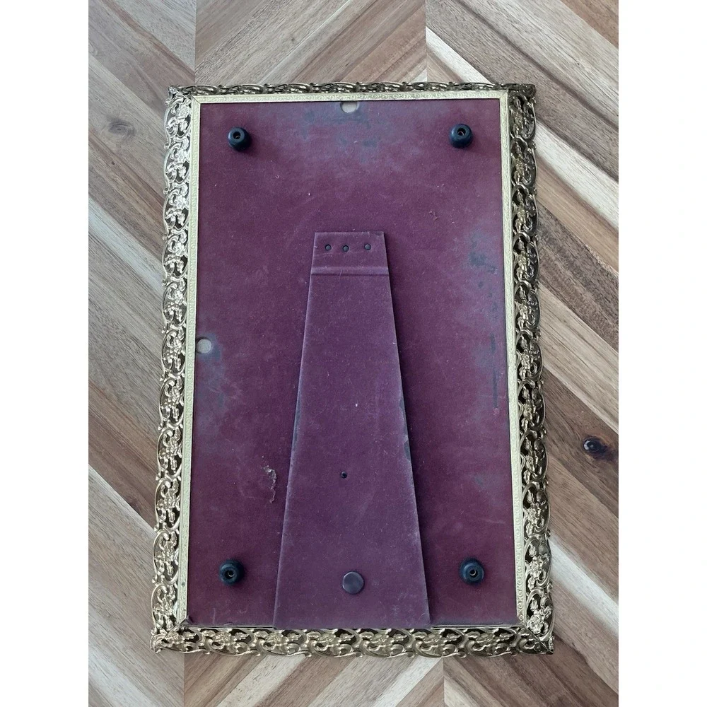 Large Vintage Ornate‎ Hollywood Regency Picture Frame / Tray Floral
